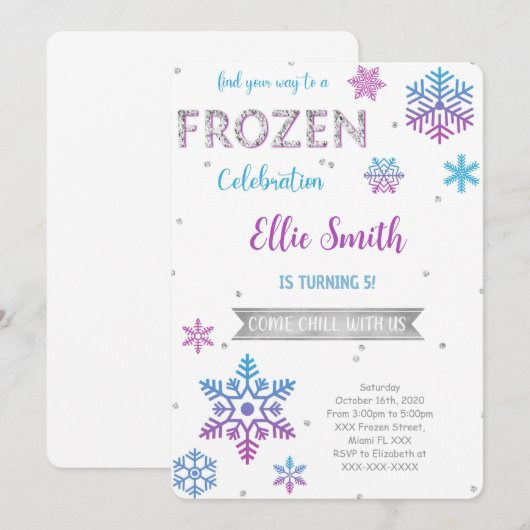 アナと雪の女王の誕生日招待状 招待状 (正面/裏面)