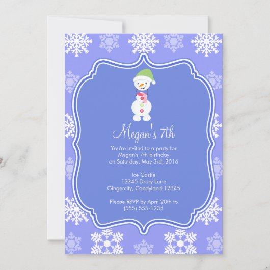 アナと雪の女王 冬の雪だるま 誕生日 招待状 (正面)