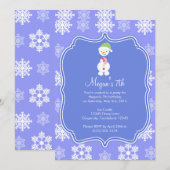 アナと雪の女王 冬の雪だるま 誕生日 招待状 (正面/裏面)