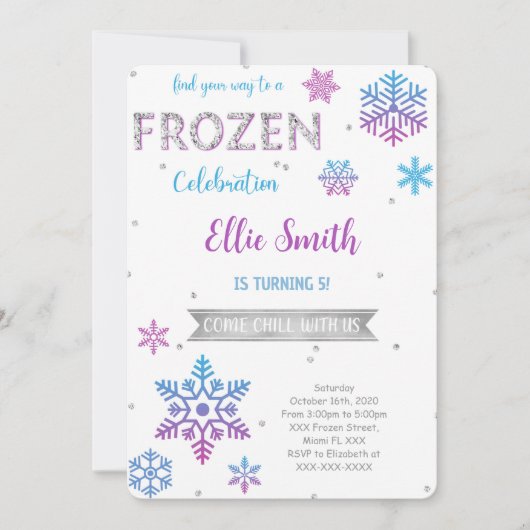 アナと雪の女王 誕生日 招待状 (正面)