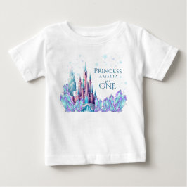 アナと雪の女王 1歳の誕生日 キャラクター 城 ファーストバースデー ベビーTシャツ