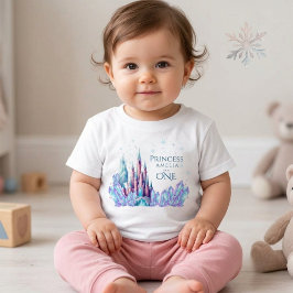 アナと雪の女王 1歳の誕生日 キャラクター 城 ファーストバースデー ベビーTシャツ