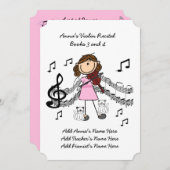 アナのバイオリンの演奏会の招待状カード10歌 招待状 (正面/裏面)