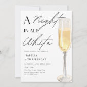 アナイトインオールホワイトパーティーシャンパン誕生日 招待状 (正面)