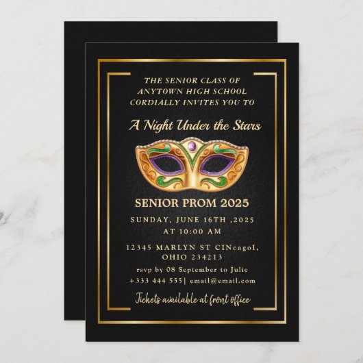アナイトザスターズプロム金ゴールド 招待状 (正面/裏面)