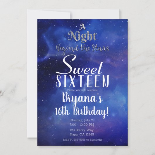 アナイトビヨンドザスタリースウィート16パーティー 招待状 (正面)