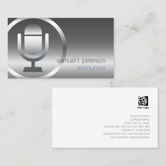 アナウンサークロムマイクアイコンエンターテイメント 名刺 (正面/裏面)