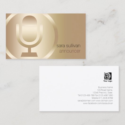 アナウンサー金ゴールドマイクアイコンエンターテイメント 名刺 (正面/裏面)