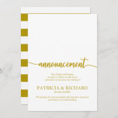 アナウンスが取り消結婚されたエレガント金ゴールドスクリプト 招待状 (正面/裏面)