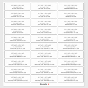 アナウンスカードの名前と住所 シール