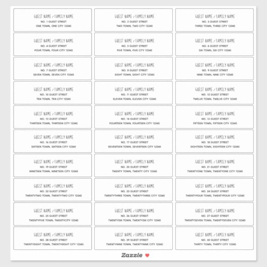 アナウンスカードの名前と住所 シール (シート)