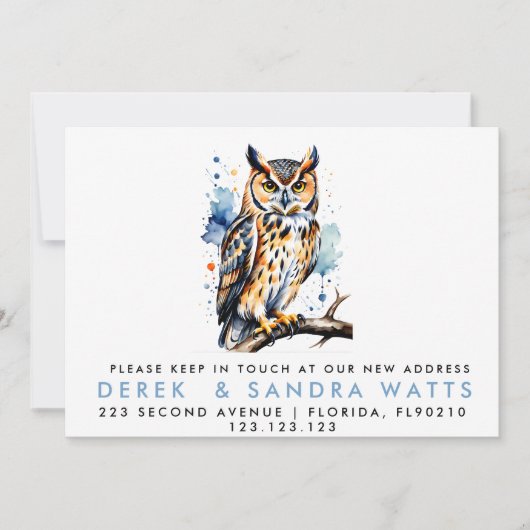 アナウンスフクロウを移動した住所の変更 招待状 (正面)