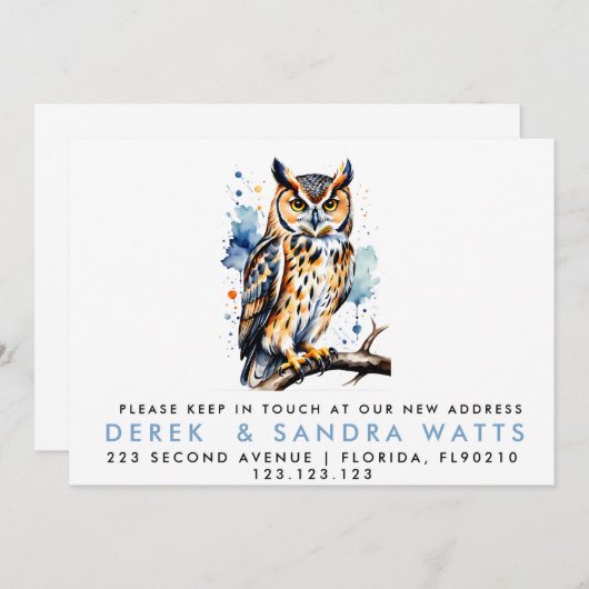 アナウンスフクロウを移動した住所の変更 招待状 (正面/裏面)