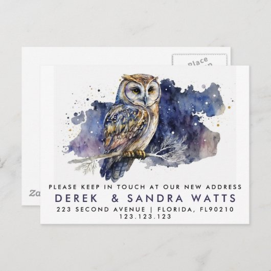 アナウンスフクロウを移動した住所の変更 案内ポストカード (正面/裏面)