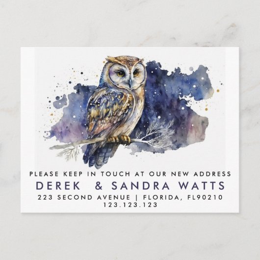 アナウンスフクロウを移動した住所の変更 案内ポストカード (正面)