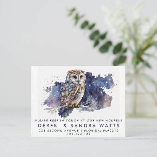 アナウンスフクロウを移動した住所の変更 案内ポストカード (スタンド正面)