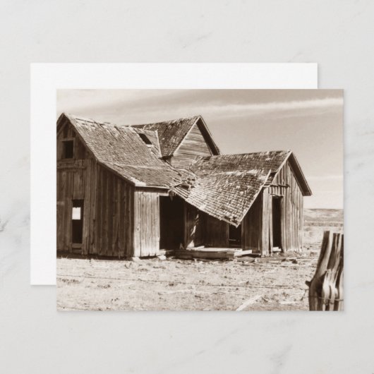 アナウンス空白の招待状オールドホームステッドセピア 招待状 (正面/裏面)