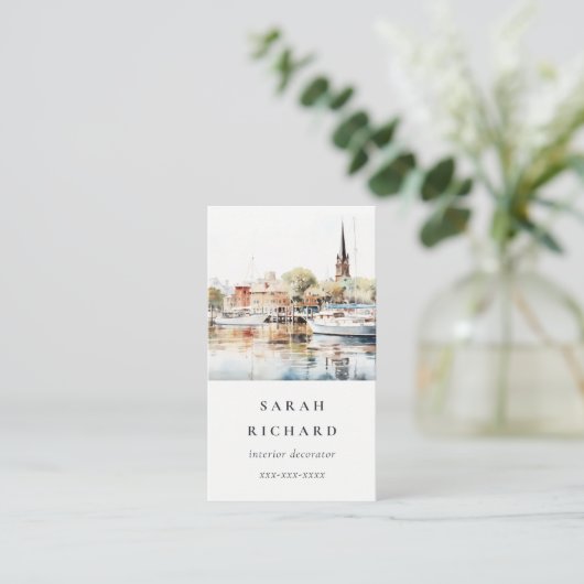 アナエレガントポリスメリーランド水彩旅行 名刺 (スタンド正面)