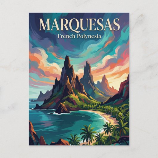 アナオ湾 フランス領ポリネシア ポストカード (正面)