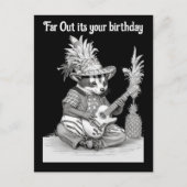 アナグマがギターを弾きながらパイナップルの誕生日 ポストカード (正面)