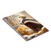 アナグマとスパロウ自然野生動物素朴 ノートブック (右側)