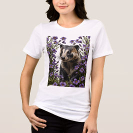 アナグマに囲まれたバイオレット トライブレンドTシャツ