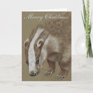 アナグマのイギリスの野性生物のクリスマスカード シーズンカード
