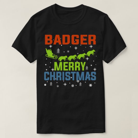 アナグマのメリークリスマスギフト醜いセーター Tシャツ (デザイン正面)