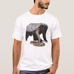 アナグマの蜂蜜アナグマ&コブラスおもしろいネークアニマルアート Tシャツ