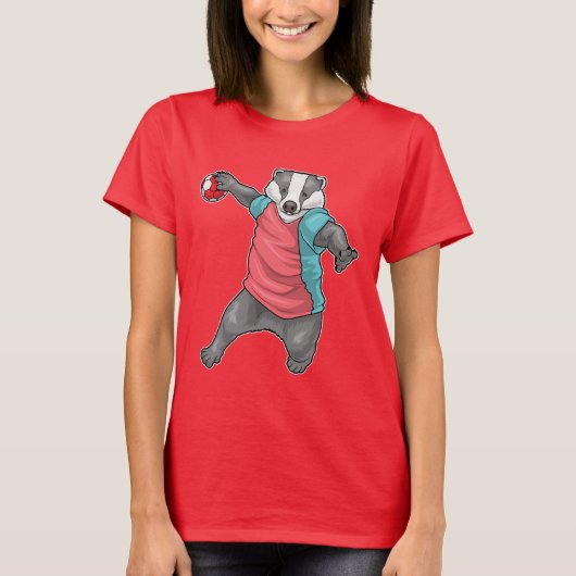 アナグマハンドボール選手 Tシャツ (正面)