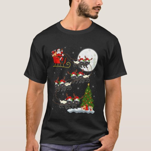 アナグマ サンタ そり 飛行 楽しい 魔法の クリスマス Tシャツ (正面)