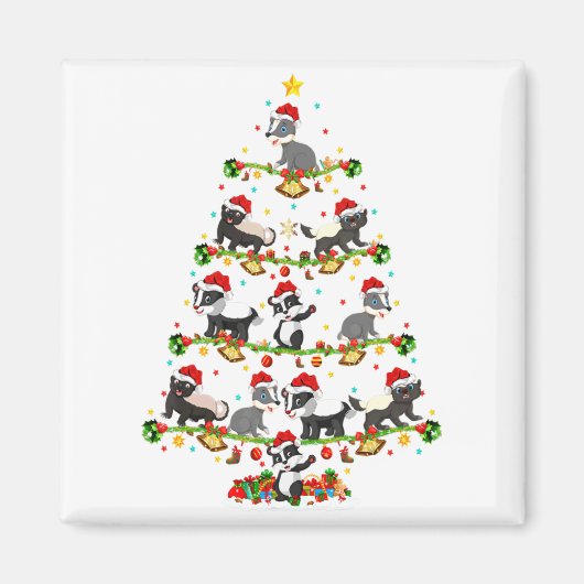 アナグマ ライツ クリスマス サンタ アナグマ クリスマスツリー マグネット (正面)