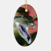 アナコンダのヘビの顎が開き、大きな牙を露出 セラミックオーナメント (右)