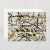アナコンダモンタナヴィンテージの地図 ポストカード (正面/裏面)