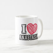 アナスタシアの名前入り 私はアナスタシアが好き コーヒーマグカップ (正面右)
