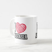 アナスタシアの名前入り 私はアナスタシアが好き コーヒーマグカップ (正面左)