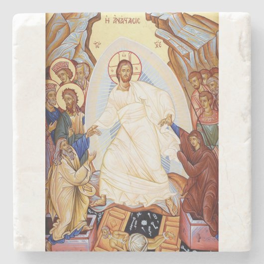 アナスタシス復活の正統なアイコン ストーンコースター (正面)