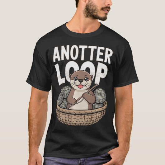 アナッター・ループ - 面白い編み物カワウソの毛糸 Tシャツ (正面)