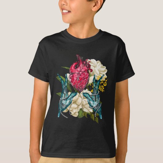 アナトミカルハートと花のドクターバレンタイン Tシャツ (正面)