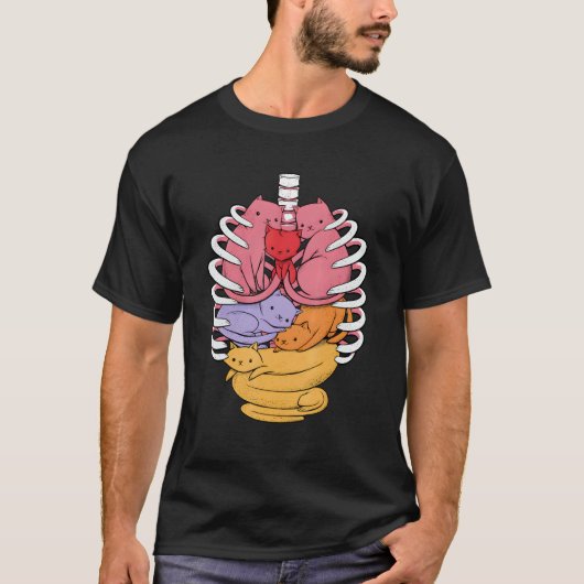 アナトミキャット 人体解剖学 X線 猫 Tシャツ (正面)