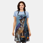 アナトリアお洒落シェパード絵を描ハロウィン エプロン (着用した状態)