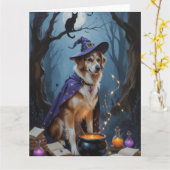 アナトリアお洒落シェパード絵を描ハロウィン カード (黄色い花)