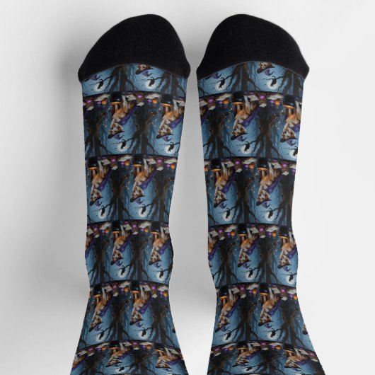 アナトリアお洒落シェパード絵を描ハロウィン ソックス (上部)