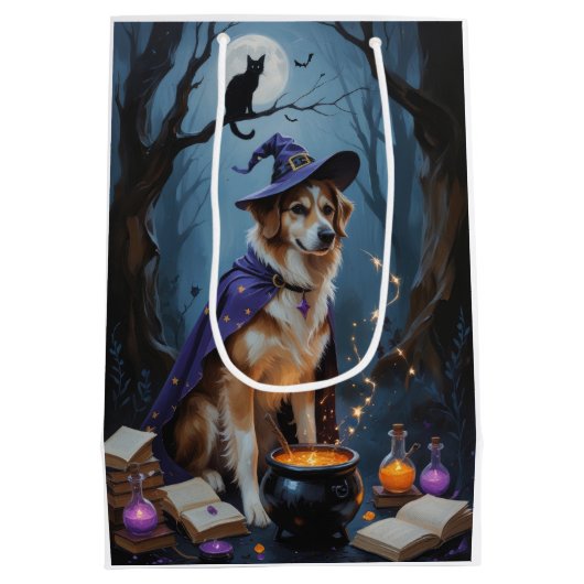 アナトリアお洒落シェパード絵を描ハロウィン ミディアムペーパーバッグ (裏面)