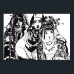 アナトリアの女の子 ポスター<br><div class="desc">白黒芸術的ペンとインクスケッチ。ポートレートはトルコから。</div>