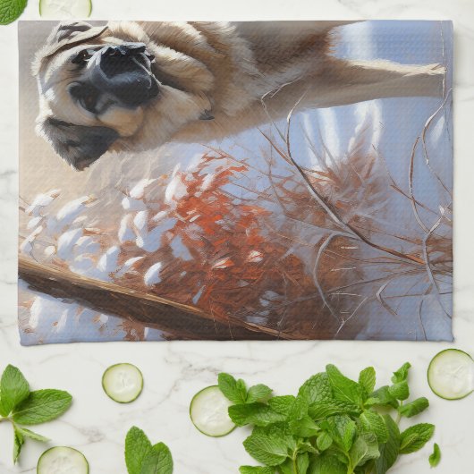 アナトリアの羊飼いが雪のクリスマスを過ごす キッチンタオル (折り畳み)