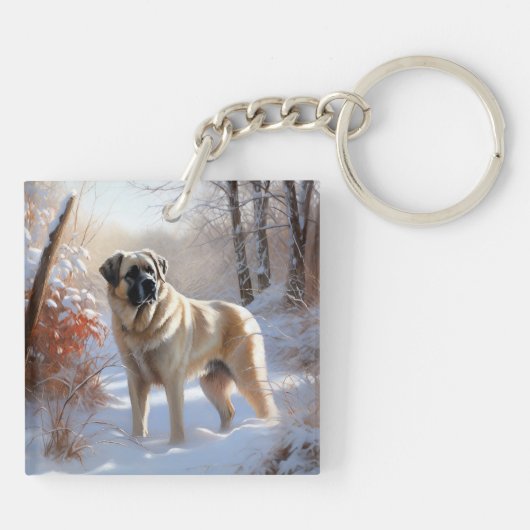 アナトリアの羊飼いが雪のクリスマスを過ごす キーホルダー (裏面)