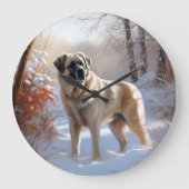 アナトリアの羊飼いが雪のクリスマスを過ごす ラージ壁時計 (正面)