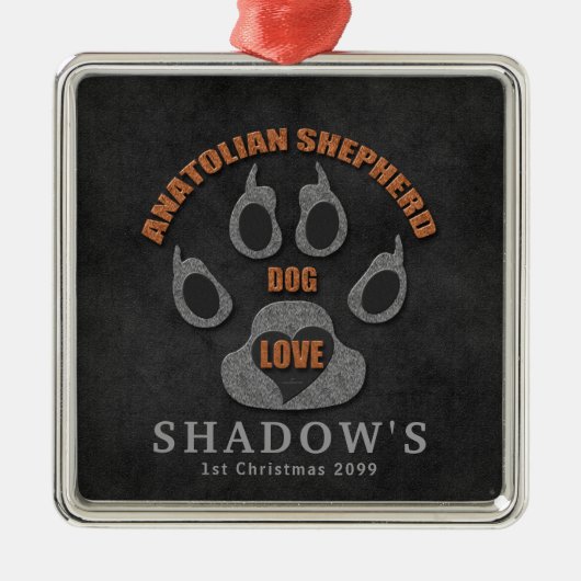 アナトリアの羊飼い犬がクリスマスを育てる メタルオーナメント (正面)