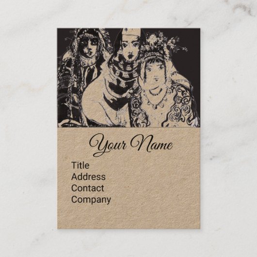 アナトリアンガールズスケッチブラックブラウンクラフト紙 名刺 (正面)